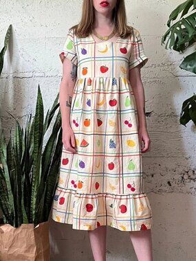 Ersa Fibers - Billie Midi Dress - Fruit Salad - Size S - Slow Fashion
